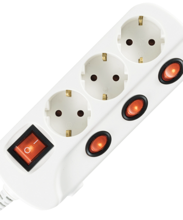 home Produžni kabl sa zaštitom, 3 utičnice, 1.0mm², 1.5 met - NVK 03K/WH