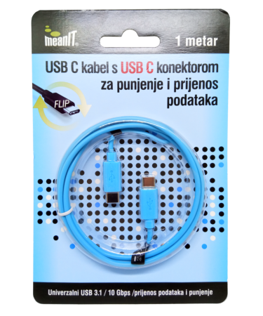 MeanIT USB kabl za smartphone, USB C / USB C, 1 met - KMUSBC2