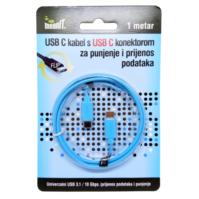 MeanIT USB kabl za smartphone, USB C / USB C, 1 met - KMUSBC2