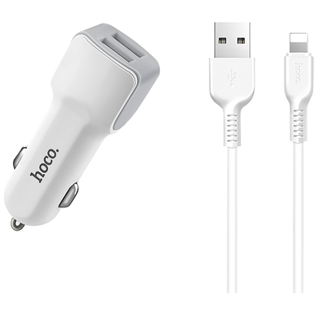 hoco. Auto punjač sa Lightning kabelom, 2 x USB, 5 V/2.4 A - Z23 Grand Style set, Lightning - Image 5