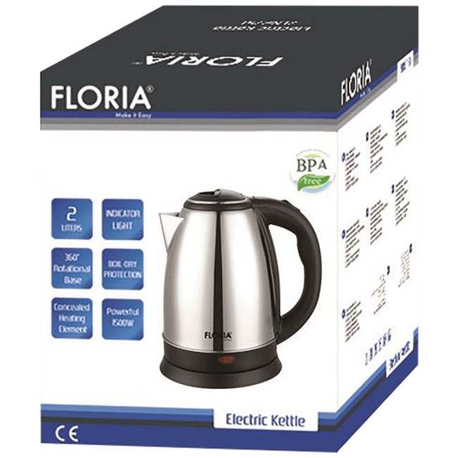 Floria Kuhalo za vodu, zapremina 1.8 l, 1500 W, INOX - ZLN2768 - Image 2