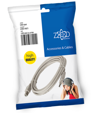 ZED electronic USB kabl za printer, dužina 3.0 metra - USB-AB/3