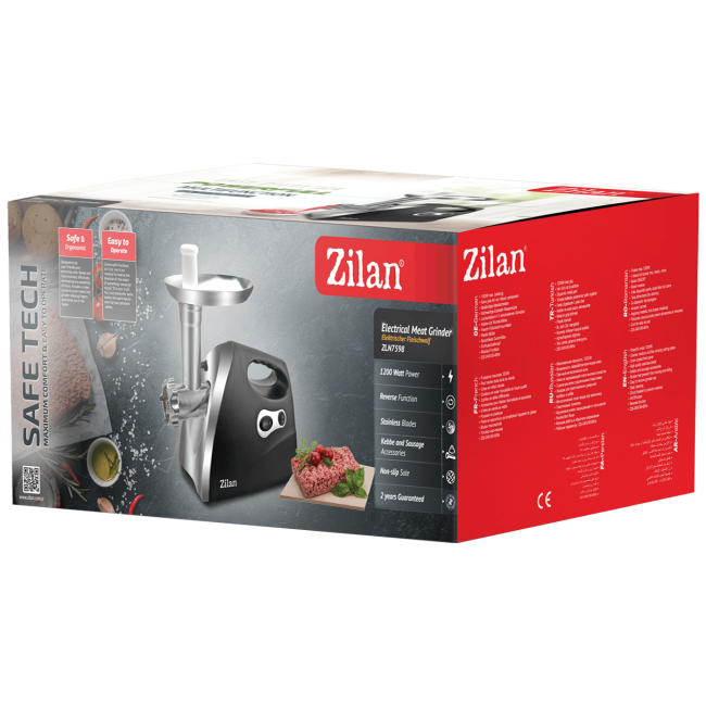 Zilan Mašina za mljevenje mesa, snaga 1200 W, crna - ZLN7599 - Image 2