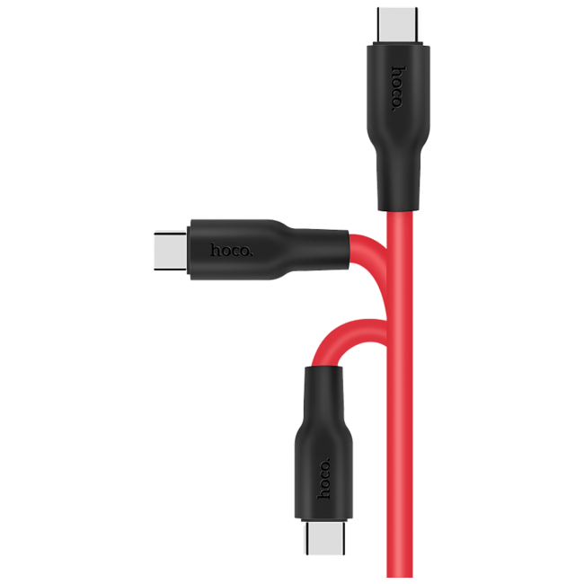 hoco. USB kabl za smartphone,silikonski,1.2 met, 2 A,crno/crveni - X21 Silicone USB type C, Black/Red - Image 3
