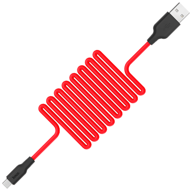 hoco. USB kabl za smartphone,silikonski,1.2 met, 2 A,crno/crveni - X21 Silicone USB type C, Black/Red - Image 4