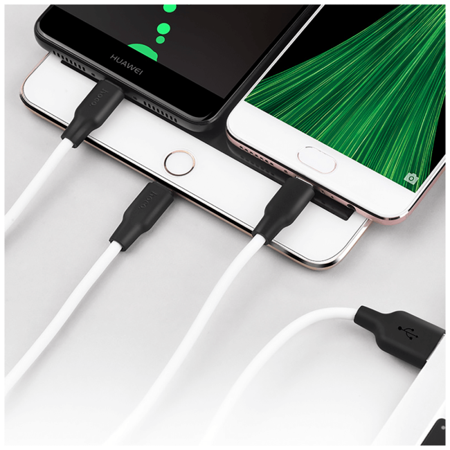 hoco. USB kabl, 3in1, microUSB, type C, Lightning, 1.2 met., 2 A - X21 Silicone 3in1, Black/White - Image 5