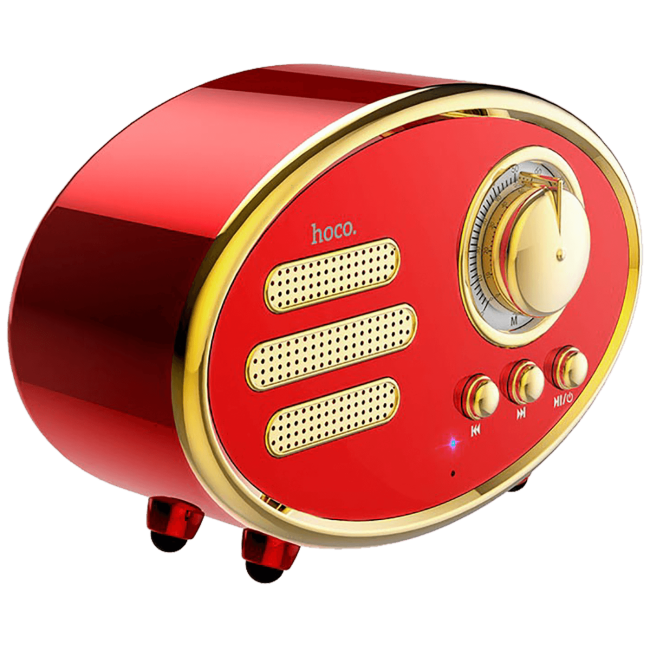 hoco. Zvučnik bežični, Bluetooth,retro, 1200 mAh, 5 h, 5 W, crvena - BS25 Time, Bluetooth, retro, red - Image 4