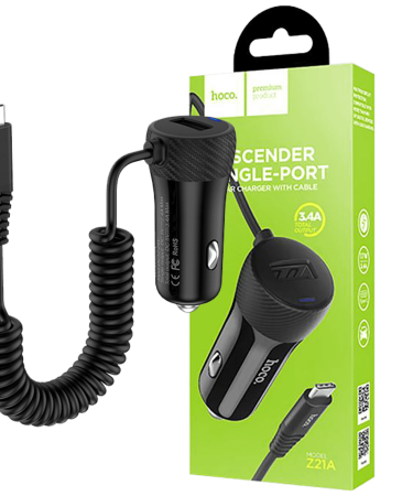hoco. Auto punjač sa micro USB kabelom, 1 x USB,  2.4 A max. - Z21A Ascender single USB