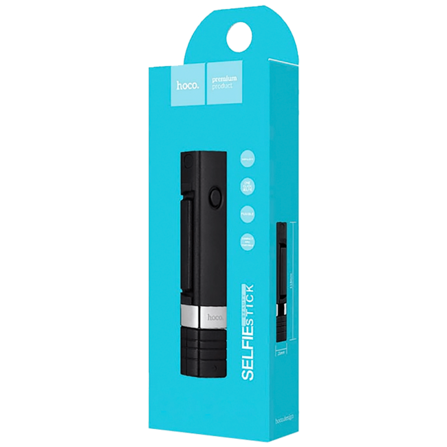 hoco. Selfie stick za smartphone, žični - K3 Beauty Selfie Stick, black - Image 2
