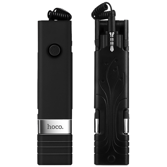 hoco. Selfie stick za smartphone, žični - K3 Beauty Selfie Stick, black - Image 3