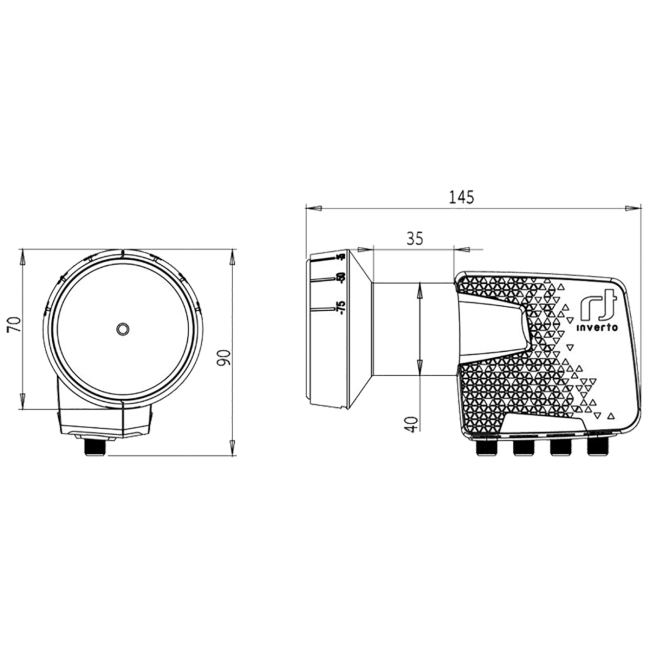 Inverto LNB Quad, šum 0,3dB, Home Pro, DVB-S2 ( HD - UHD ) - IDLH-QDL410-HMPRO-OPN - Image 2