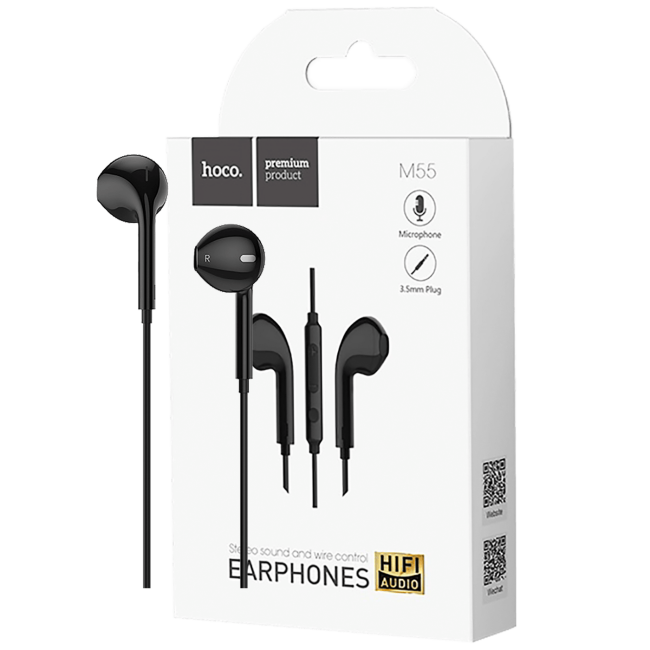 hoco. Slušalice sa mikrofonom, 3.5 mm, dužina kabela 1.2 met, crna - M55 Memory sound Black