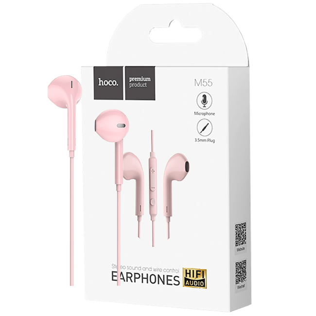 hoco. Slušalice sa mikrofonom, 3.5 mm, dužina kabela 1.2 met, pink - M55 Memory sound Pink