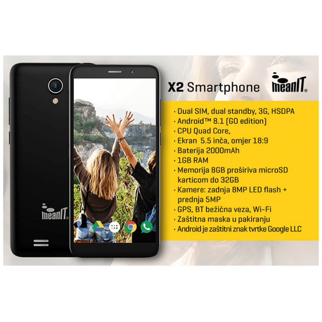 MeanIT Smartphone 5.5", Dual SIM, Quad Core, RAM 1GB, 8Mpixel - X2 - Image 2