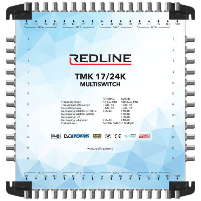 REDLINE Multišalter 4 satelita na 24 utičnice,kaskadni(bez adaptera) - TMK 17/24K