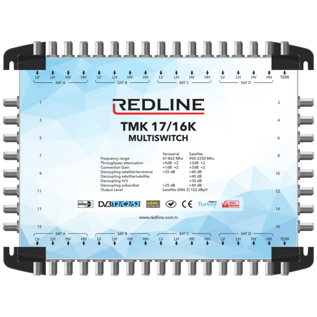REDLINE Multišalter 4 satelita na 16 utičnica,kaskadni(bez adaptera) - TMK 17/16K