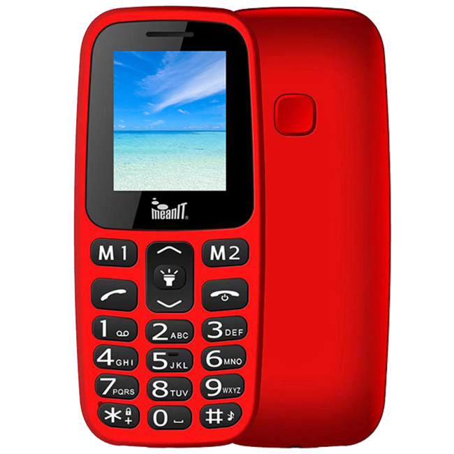 MeanIT Mobilni telefon, 1.77" zaslon, Dual SIM, BT, SOS tipka - VETERAN I MOBILNI TELEFON-CRVENI