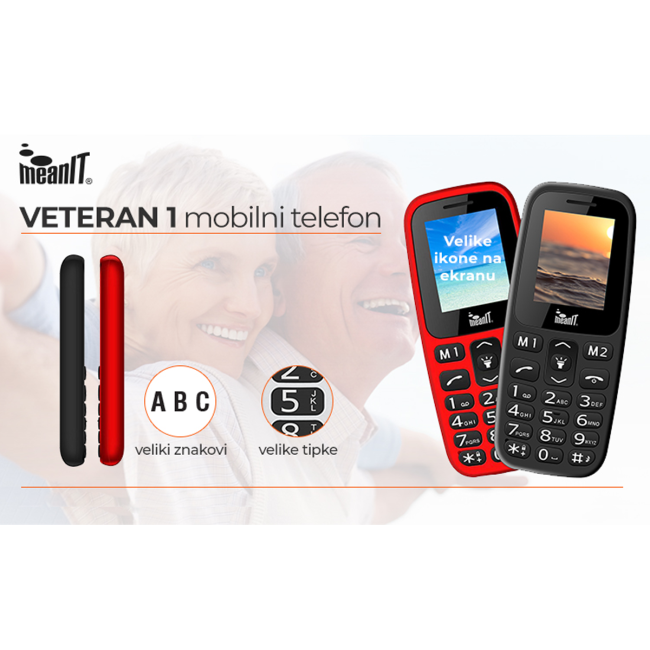 MeanIT Mobilni telefon, 1.77" zaslon, Dual SIM, BT, SOS tipka - VETERAN I MOBILNI TELEFON-CRVENI - Image 2