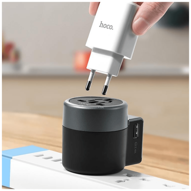 hoco. Punjač Travel, univerzalni, EU/UK/US/AU, 2 x USB,2.5 A - AC4 Dual port rotating charging - Image 4