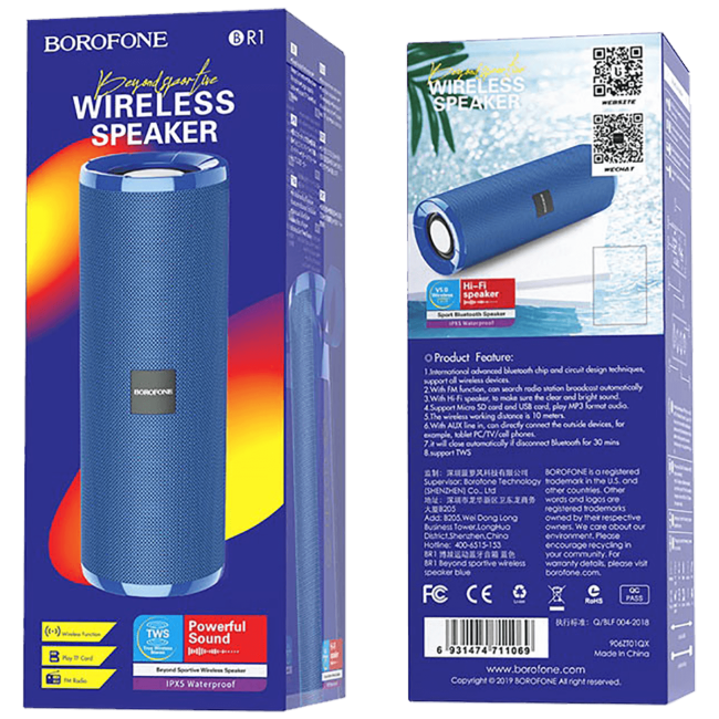 Borofone Zvučnik bežični, Bluetooth, 1200 mAh, 3 h, plava - BR1 Beyond Blue - Image 2