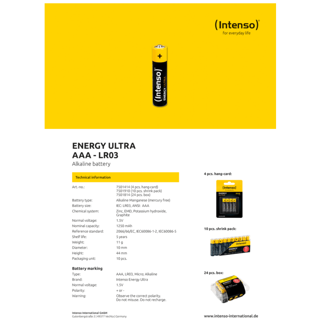 (Intenso) Baterija alkalna, AAA LR03/10, 1,5 V, blister 10 kom - Image 5
