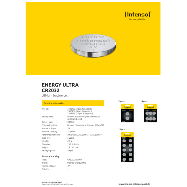 (Intenso) Baterija litijska, CR2032/10, 3 V, dugmasta, blister  10 kom - Image 3