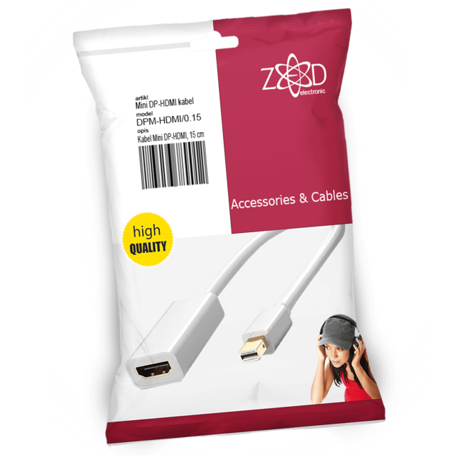 ZED electronic Kabl Display Port Mini na HDMI, dužina 0.15 m - DPM-HDMI/0.15