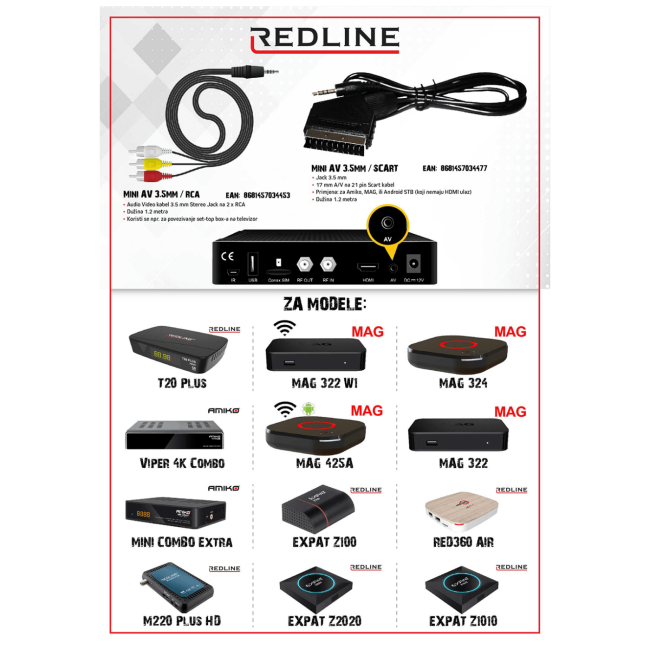 REDLINE Mini AV 3.5 mm na SCART kabl, dužina 1.2 met - C-SCXAV - Image 2