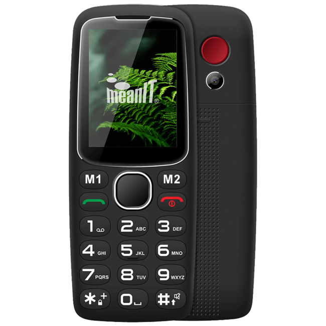 MeanIT Telefon mobilni, 2.4" zaslon, BT, SOS tipka, crni - Senior 10, Crni