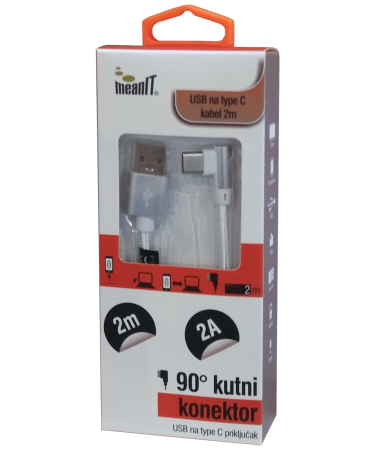 MeanIT USB kabl za smartphone USB type C, kutni 90°, 2 A - Kabel USB type C, 90°
