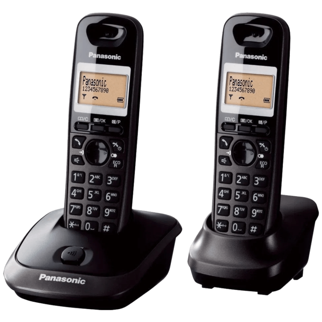 Panasonic Telefon, bežični, sa dvije slušalice, DECT, 1,4"LCD, crna - KX-TG2512FXT