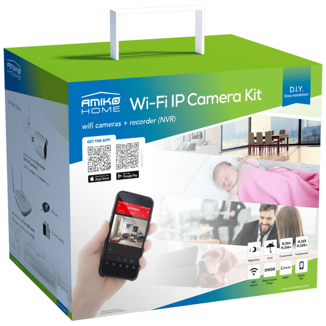 Amiko Home Set za video nadzor, 2 Mpixel, 4 x bullet cam., 9 ch, WiFi - WIFI KIT-4900 - Image 2