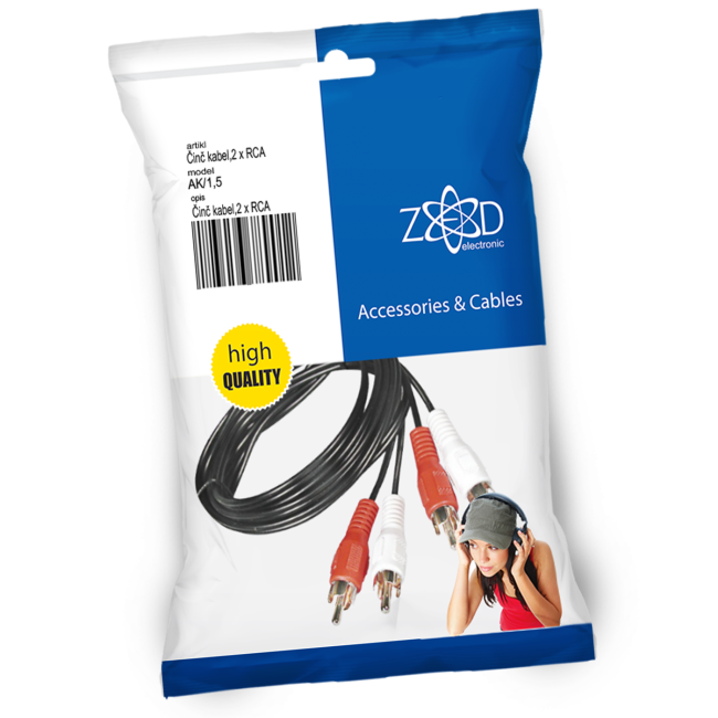 ZED electronic Činč kabl 1.5 met., 2 x RCA - AK/1,5