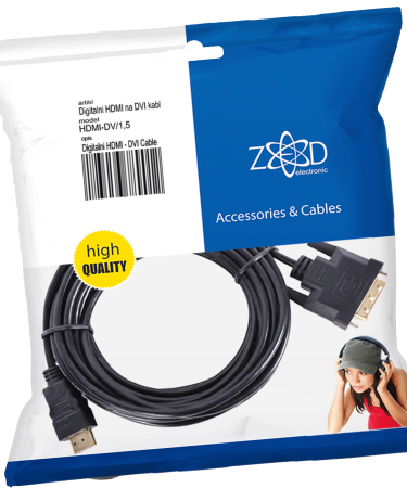 ZED electronic HDMI na DVI kabl, 1.5 met, ver. 1.4 - HDMI-DV/1,5