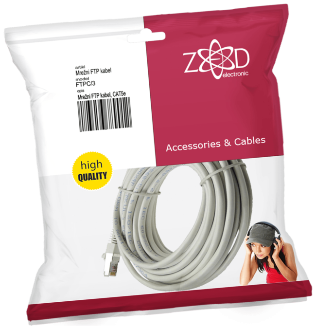 ZED electronic Mrežni FTP kabl, CAT5E, 3 met - FTPC/3
