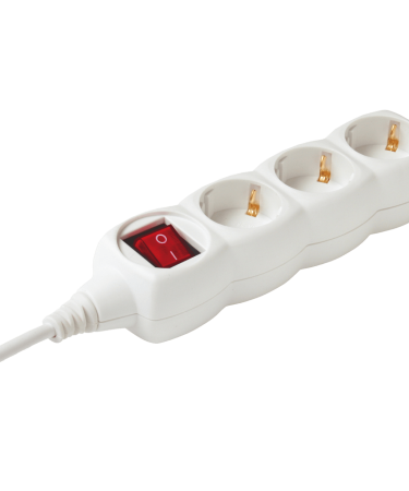 home Produžni kabl,3 utičnice, prekidač, 1.0mm², 1,5 met, bijeli - NV 3K/WH