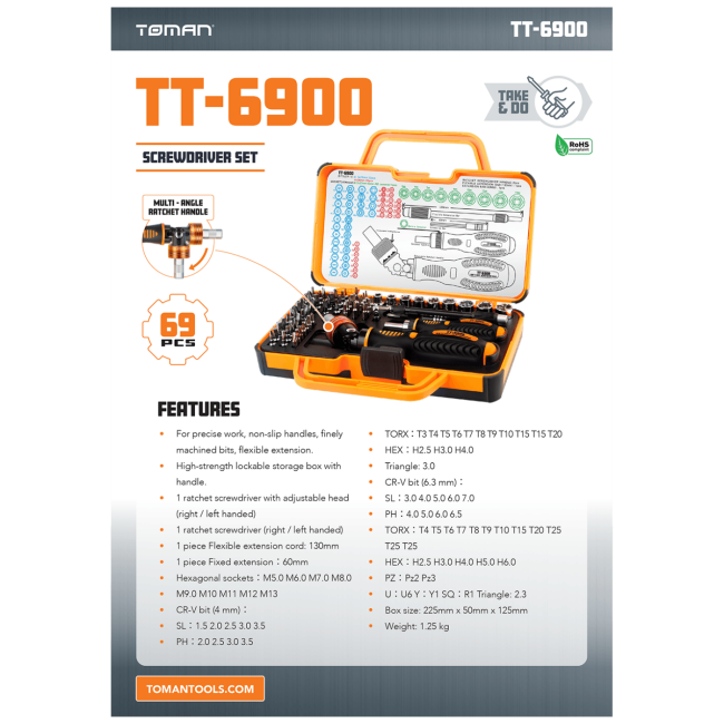 Toman Set alata, profesionalni komplet, 69 kom - TT-6900 - Image 6
