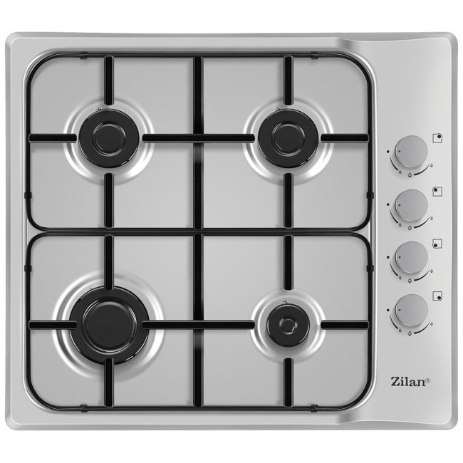 Zilan Ugradbena plinska ploča za kuhanje, 60 cm, Inox - ZLN0027