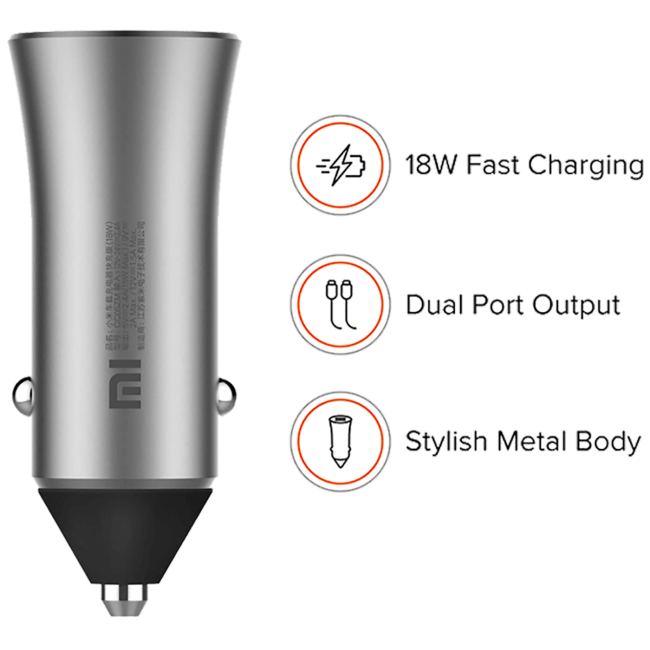 Xiaomi Auto punjač za smartphone, 2 x USB, QC 18 W, 12-24 V, 2.4 A - Mi Car Charger Pro