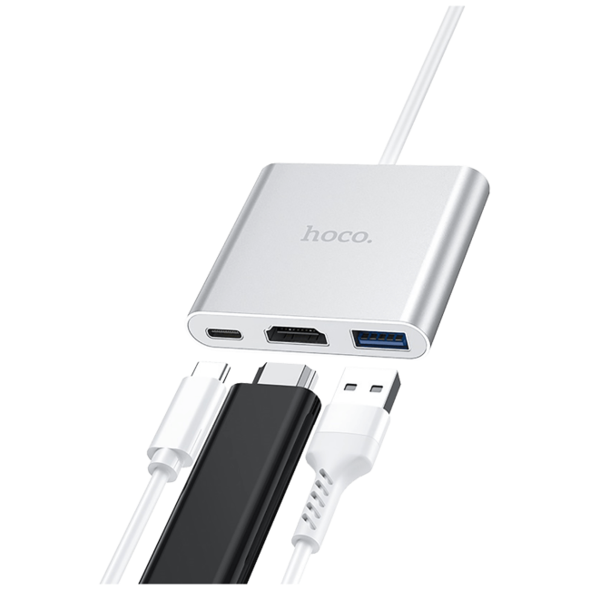hoco. Konverter USB HUB type C to USB3.0/HDMI/PD - HB14 Easy use - Image 3