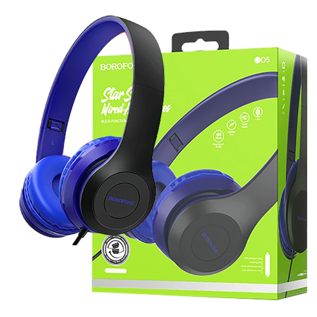 Borofone Slušalice sa mikrofonom, 3.5 mm, dužina kabela 1.2 met. - BO5 Star sound Blue