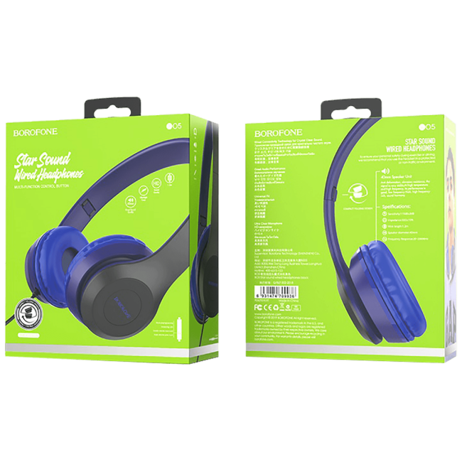 Borofone Slušalice sa mikrofonom, 3.5 mm, dužina kabela 1.2 met. - BO5 Star sound Blue - Image 2