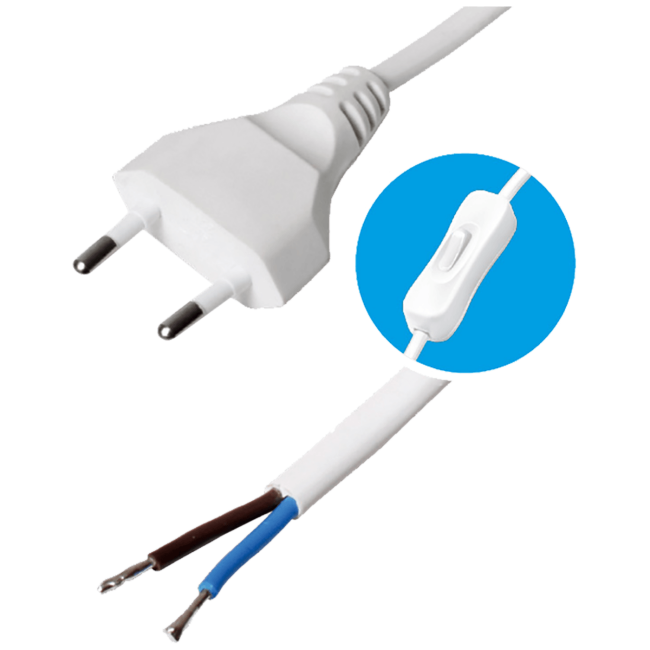 USE Kabl napojni sa prekidačem, 2 x 0.75mm², 2 met. - N 2K-2/WH