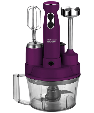 Goldmaster Štapni mikser sa posudom, 5u1, 1000 W, Multipraktik - GM-7239M Elena Max Purple