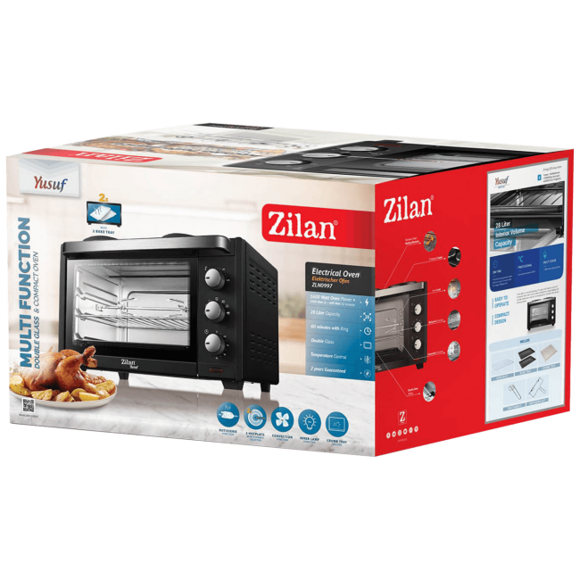 Zilan Mini pećnica sa grilom + ventilator,  28 l, 3200 W, crna - ZLN0997 - Image 2