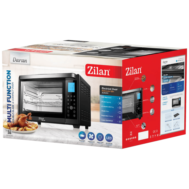 Zilan Mini pećnica sa grillom, zapremina 28 l, 1600 W, crna - ZLN1031 - Image 2