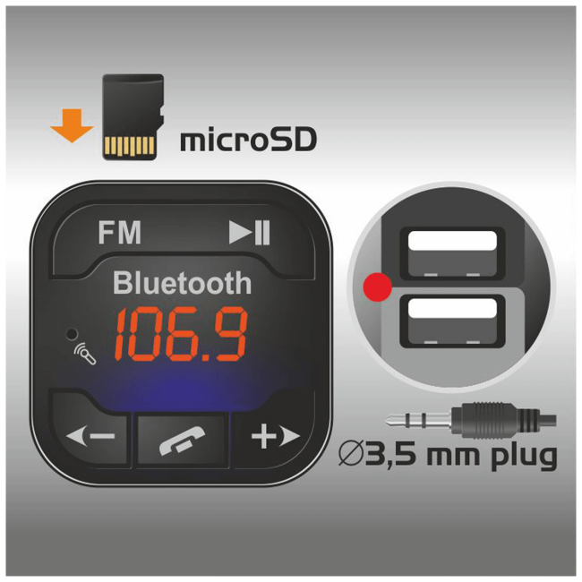 SAL FM modulator 5in1, BT handfree, 12V/24V, 2.1A punjač - FMBT 104 - Image 3