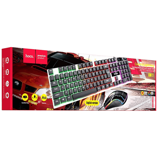 hoco. Tipkovnica+miš, gaming set, RGB osvjetljenje, USB - GM11 - Image 2
