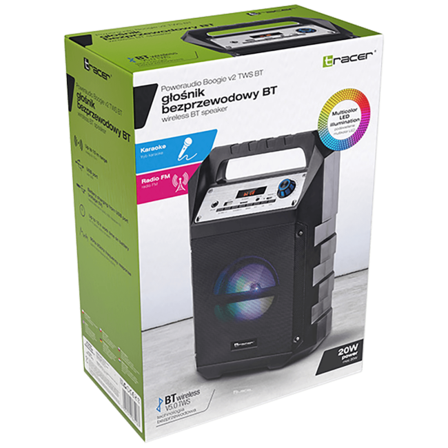 Tracer Zvučnik bežični, Bluetooth, FM radio, USB, microSD, 20 W - POWERAUDIO BOOGIE V2 TWS - Image 2