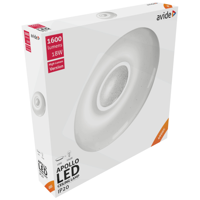Avide Plafonjera LED, Apollo, 18W, 1600 lm, 4000K, IP20 - ACLO33NW-18W-APO - Image 2